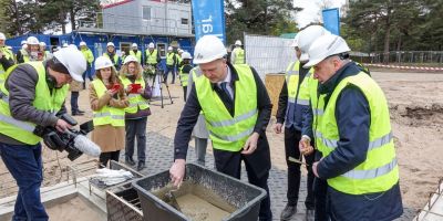 Pillar Contractor embeds a message capsule in the foundations of a building in Ventspils